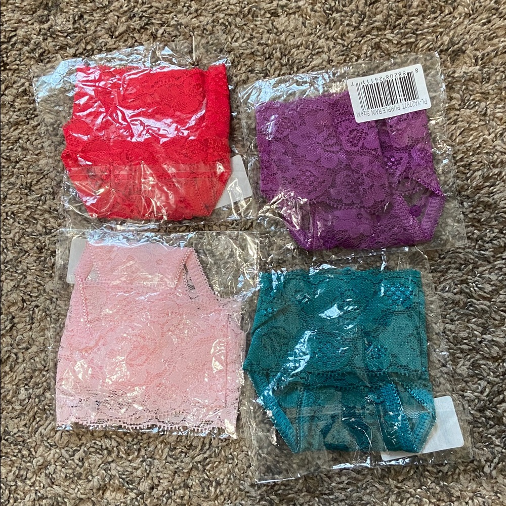 Yandy Lace Panties Set - Pink, Purple, Red, Teal